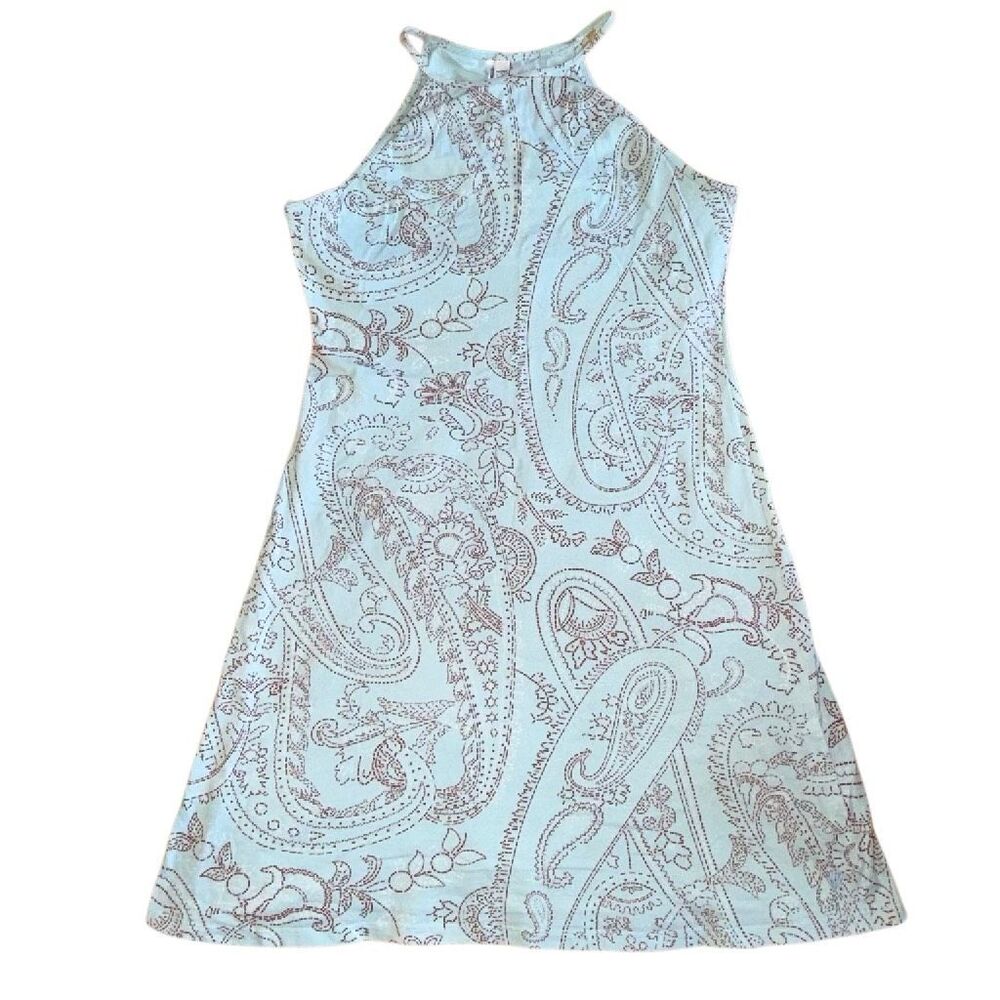 Patagonia GUC Y2K Vintage Halter Dress Gorpcore Paisley Baby Blue Organic Cotton - Picture 1 of 5